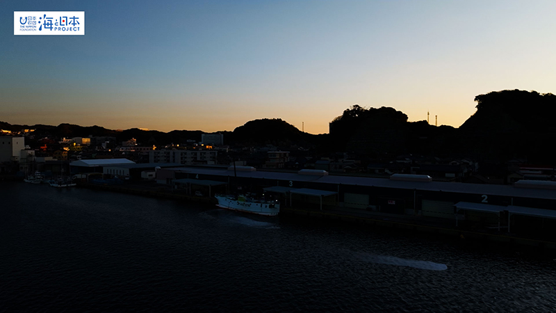 【漁港】千葉県 勝浦漁港と朝焼け 空撮１